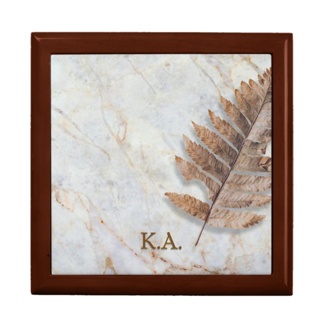 Personalized Initials Marble Leaf Keepsake Box (Front)