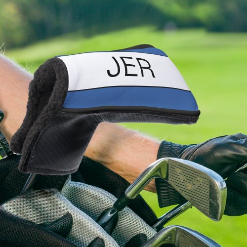 Personalized Initials Monogram Blue Black Putter Golf Head Cover