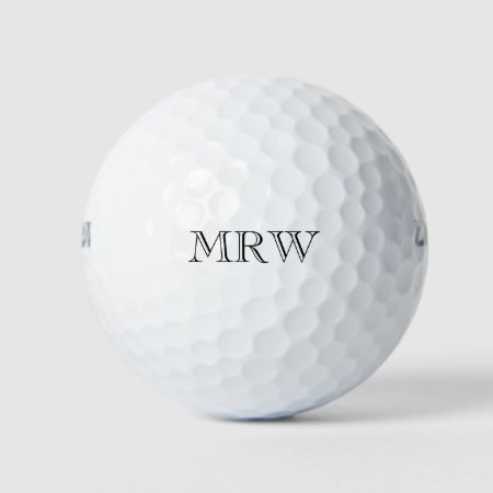 Personalized Initials Monogram Classic Black Golf Balls