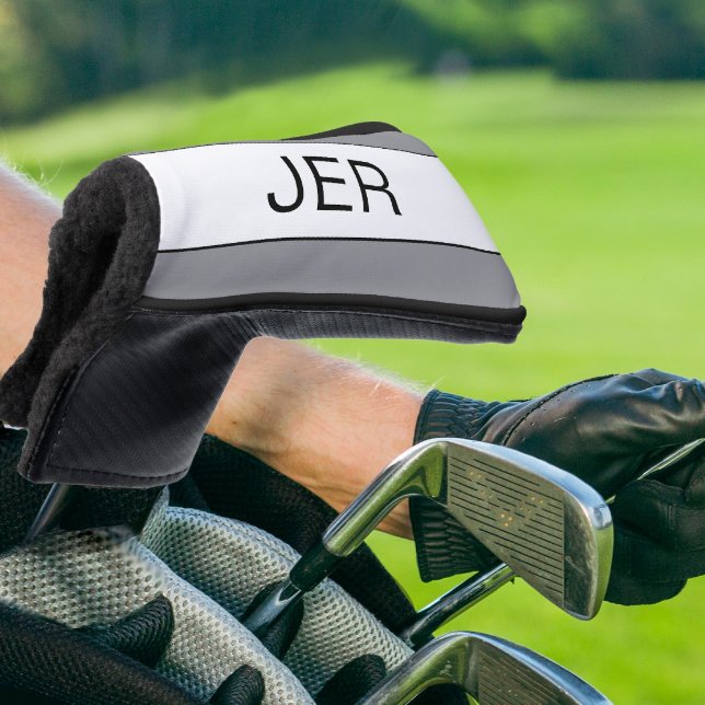 Personalized Initials Monogram Gray Black Putter Golf Head Cover (Personalized Initials Monogram Gray Black Putter Golf Head Cover)