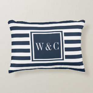 Personalized Initials Monogram Navy Blue  Accent Pillow