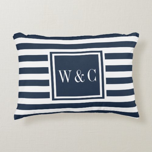 Personalized Initials Monogram Navy Blue  Accent Pillow