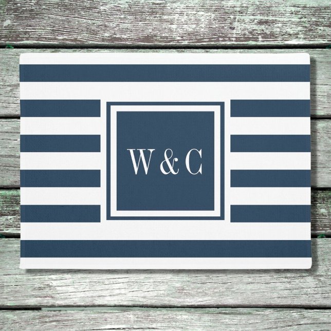 Personalized Initials Monogram Navy Blue and White Doormat (Creator Uploaded)