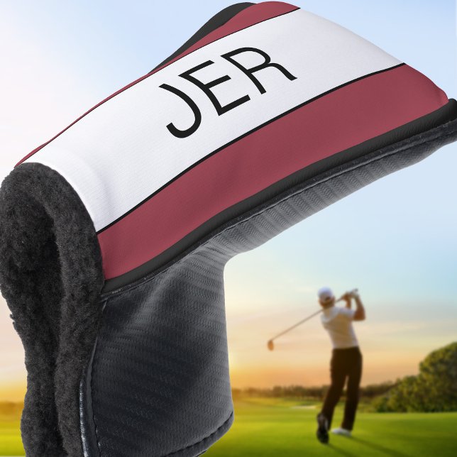 Personalized Initials Monogram Red Black Putter Golf Head Cover (Personalized Initials Monogram Red Black Putter Golf Head Cover)