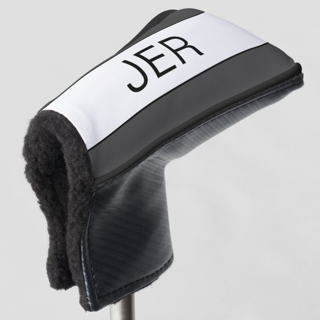 Personalized Initials Monogrammed Dark Gray Putter Golf Head Cover (3/4 Front)