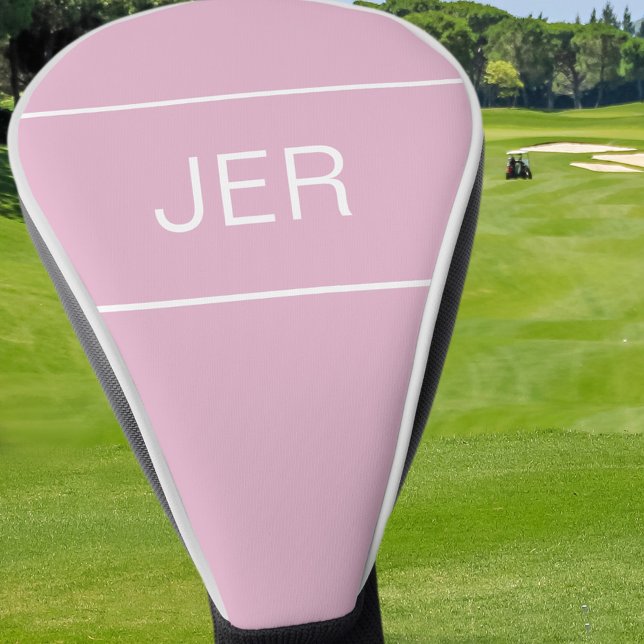 Personalized Initials Monogrammed Initials Pink Golf Head Cover (Feminine Pink Monogrammed Custom Golf Head Cover)