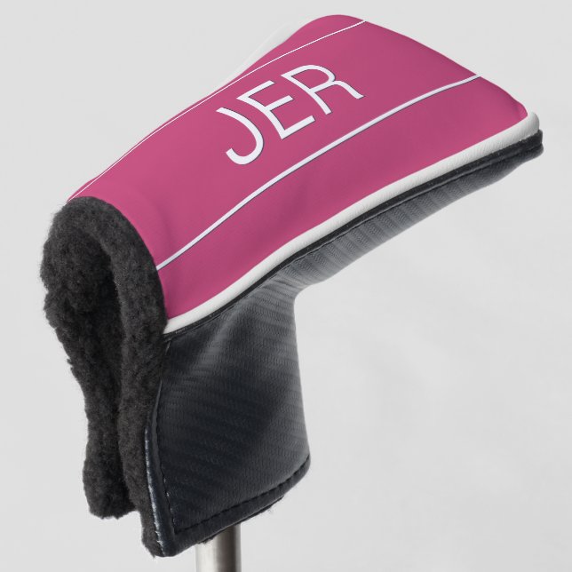 Personalized Initials Monogrammed Pink Protective Golf Head Cover (3/4 Front)