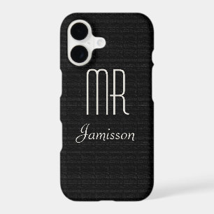 Personalized Initials MR Black HIS iPhone 17 Case