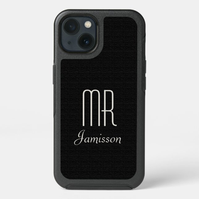 Personalized Initials MR Black HIS Groom Otterbox iPhone Case (Back)