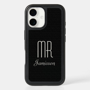 Personalized Initials MR Black HIS Name iPhone 16 Case