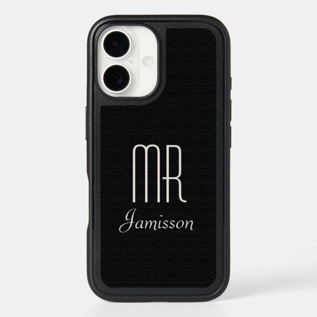Personalized Initials MR Black HIS Name Otterbox iPhone Case (Back)