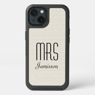 Personalized Initials MRS Black and White Bride iPhone 13 Case