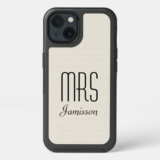 Personalized Initials MRS Black and White Bride Otterbox iPhone Case (Back)