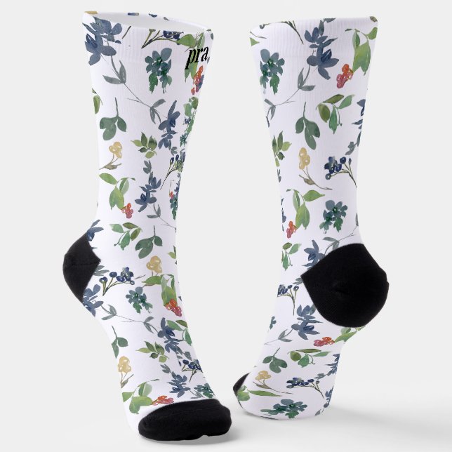 Personalized Initials Multicolor Red Purple Green  Socks (Angled)
