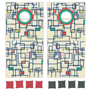 Personalized Initials on Graphic Pop Art Design Cornhole Set