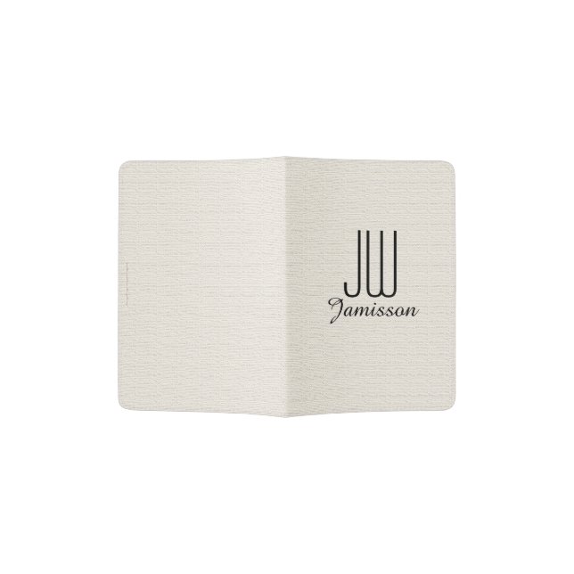Personalized Initials Passport Holder, Off White Holder (Opened)
