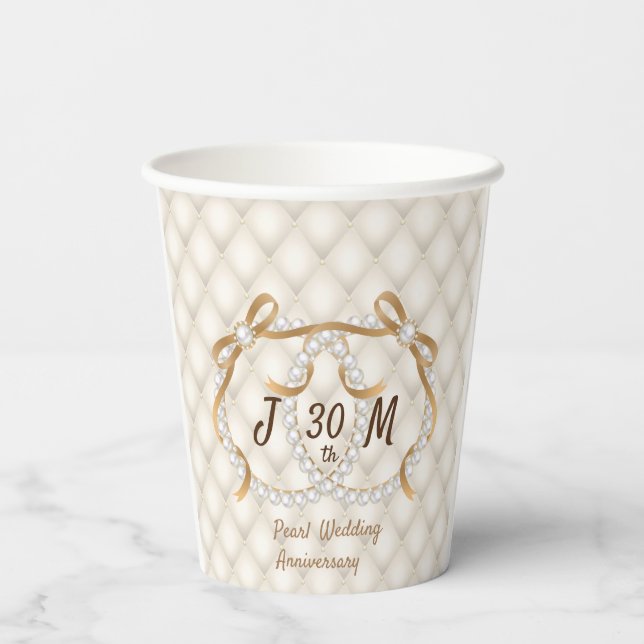 Personalized Initials Pearl Ribbon Paper Cup (Back)