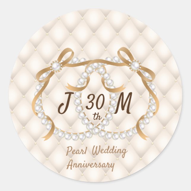 Personalized Initials Pearl Ribbon Sticker (Front)