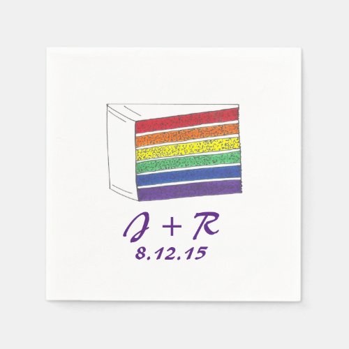 Personalized Initials Rainbow Cake Pride Napkins