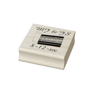 Personalized Initials Rainbow Wedding Cake Stamp