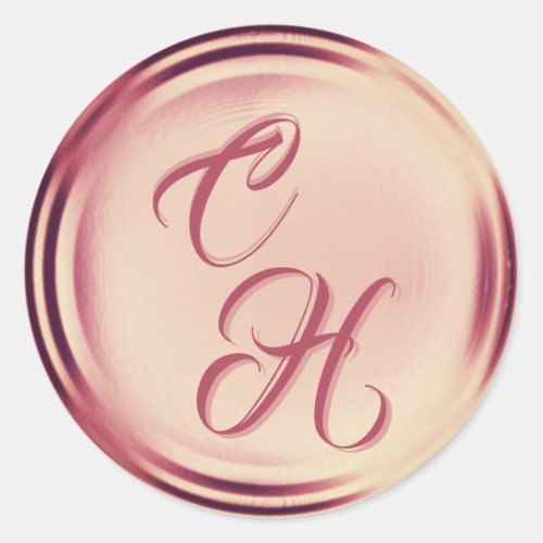Personalized Initials Rose Gold Faux Wax Seal