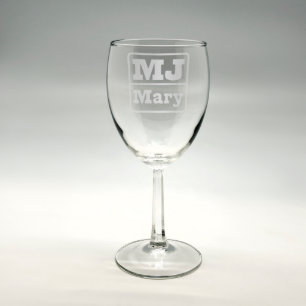 Personalized Initials Sand Etched Wine Glass