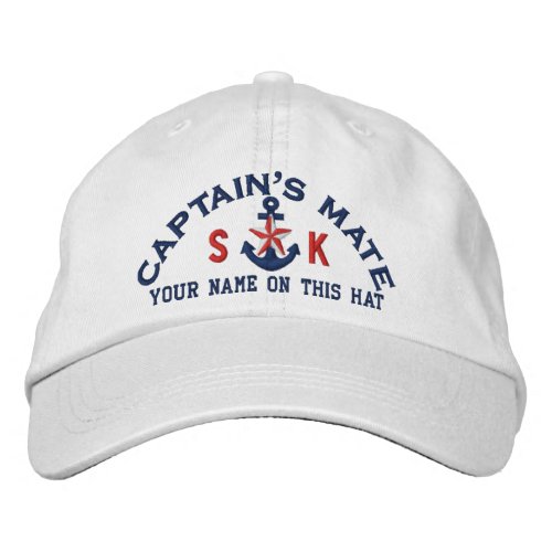 Personalized Initials Text Captains Mate Star Embroidered Baseball Hat