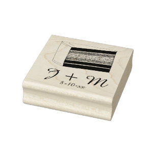 Personalized Initials Wedding Layer Cake Slice Rubber Stamp
