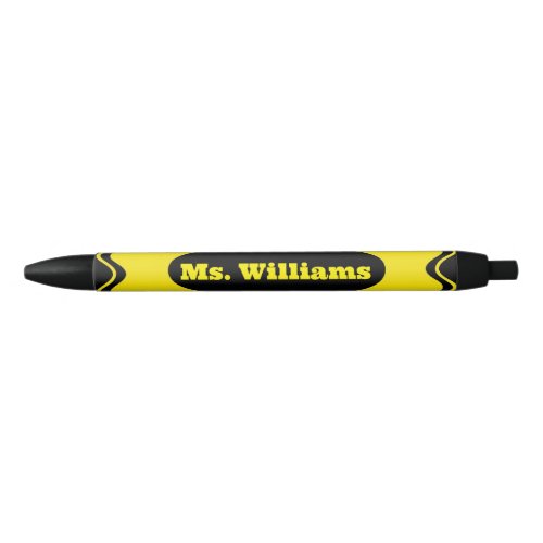 Personalized Ink Pen _ Yellow Crayon Style Dark