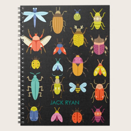 PERSONALIZED INSECT BUGS BLACK LINEN NOTEBOOK PERSONALIZED INSECT BUGS BLACK LINEN NOTEBOOK