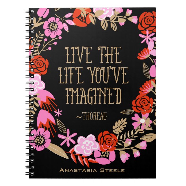 Personalized Inspiration Live Life Imagined Quote Notebook (Front)
