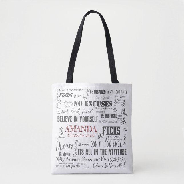 Personalized Inspiration Word Art Graduation  Tote Bag (Front)