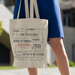 Personalized Inspiration Word Art Graduation Tote Bag