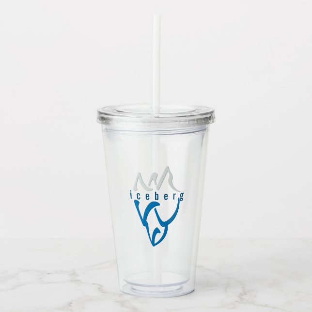 Personalized Inspirational Blue Abstract Iceberg Acrylic Tumbler (Front)