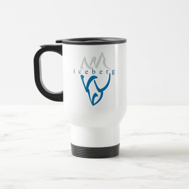 Personalized Inspirational Blue Abstract Iceberg Travel Mug (Left)