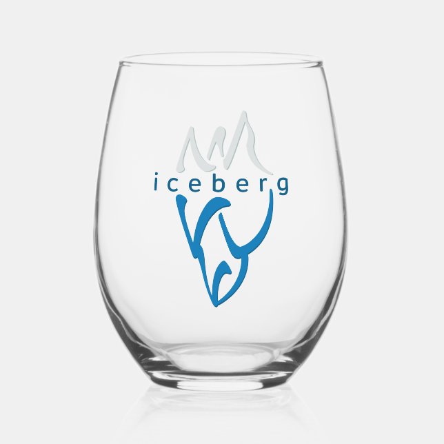 Personalized Inspirational Blue Iceberg Art Stemless Wine Glass (Front)