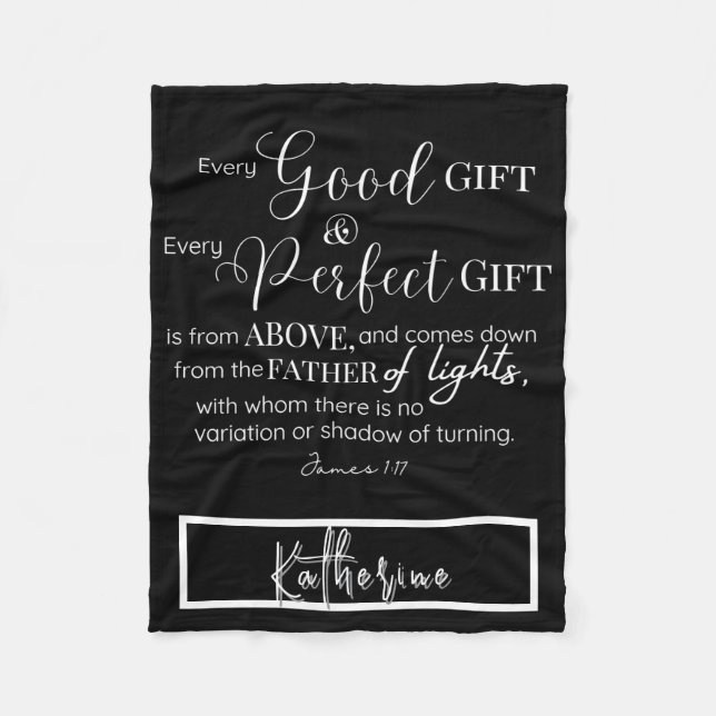 Personalized Inspirational Christian Bible Verse Fleece Blanket (Front)