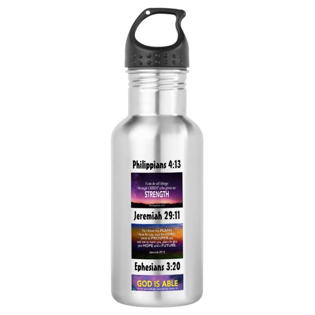 Personalized Inspirational Christian Scripture Stainless Steel Water Bottle (Front)