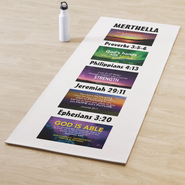Personalized Inspirational Christian Scripture Yoga Mat (In Situ)