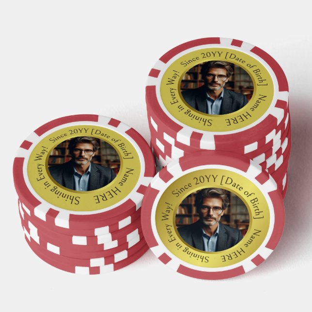Personalized, Inspirational Photo Golden Birthday Poker Chips (Stack)