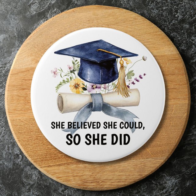 Personalized Inspirational Quote Floral Graduation Button (Creator Uploaded)