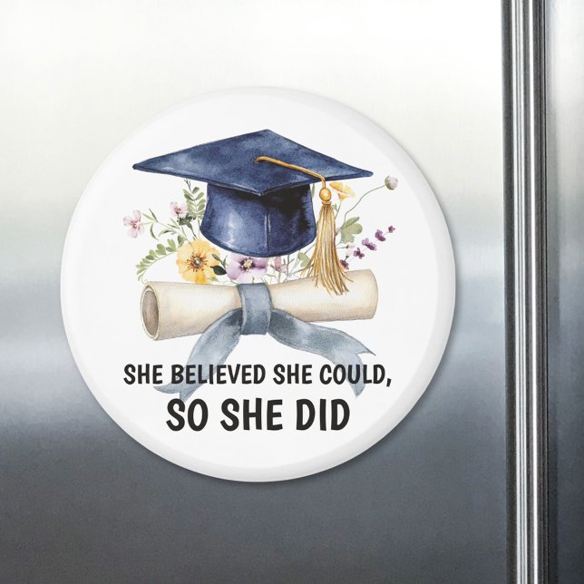 Personalized Inspirational Quote Floral Graduation Magnet (Creator Uploaded)