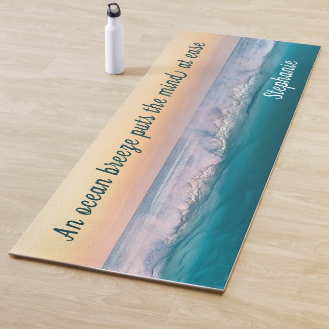 Personalized Inspirational Quote Ocean Wave  Yoga Mat (In Situ)