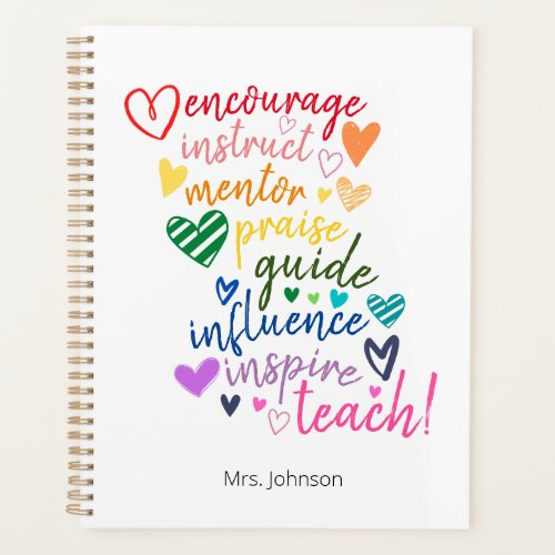 Personalized Inspirational Quote Teacher Planner