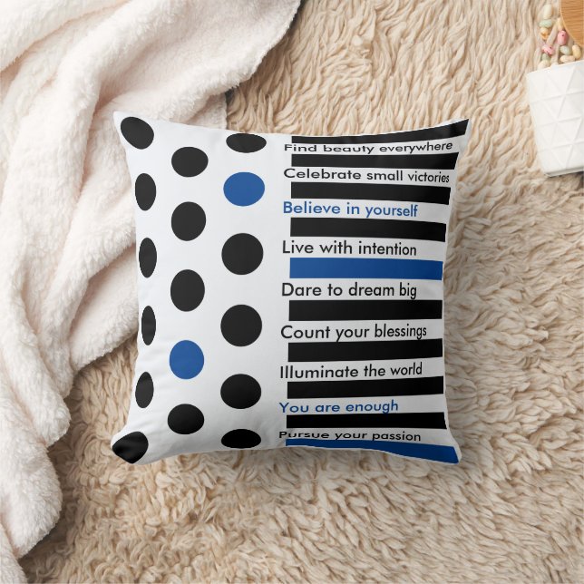 Personalized Inspirational Stripes and Polka Dots Throw Pillow (Blanket)