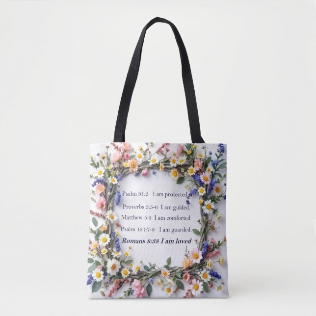 Personalized Inspirational Tote with wildflowers Bag (Front)