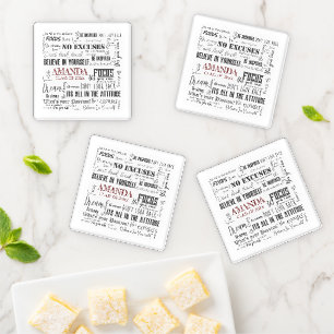 Personalized Inspirational  Word Art Graduation  Coaster Set