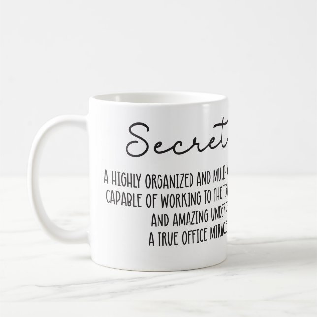 Personalized Inspiring Secretary Gift Coffee Mug (Left)