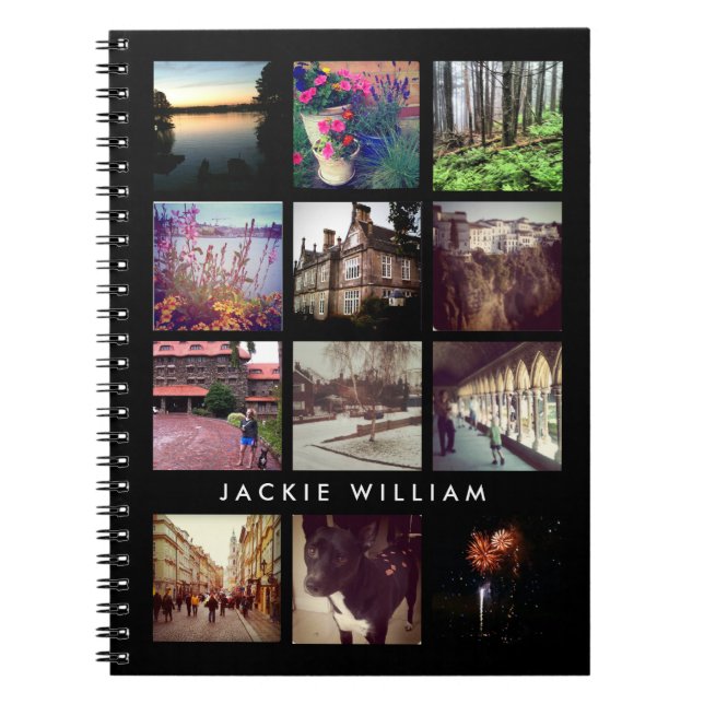 Personalized Instagram Photo Black Notebook (Front)