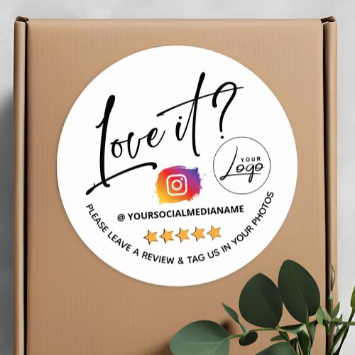 Personalized Instagram Review Packaging  Classic Round Sticker